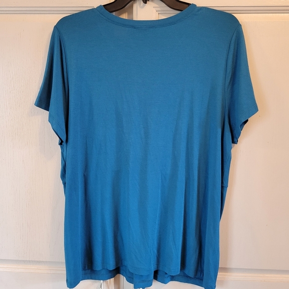 Wrangler Blue Twist Knot Front Short Sleeve Blouse - Picture 2 of 4